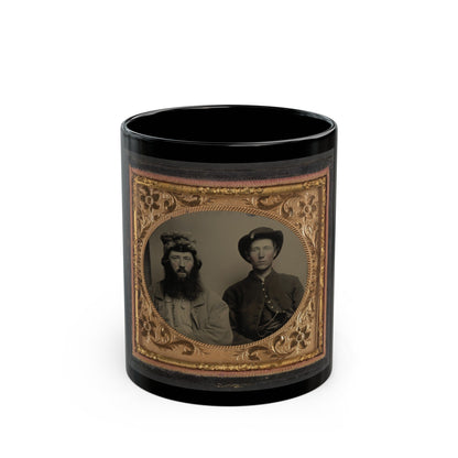 Unidentified Soldier In Union Uniform And Unidentified Man With Full Beard In Fur Hat (U.S. Civil War) Black Coffee Mug-11oz-The Sticker Space