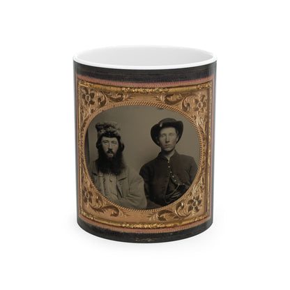 Unidentified Soldier In Union Uniform And Unidentified Man With Full Beard In Fur Hat (U.S. Civil War) White Coffee Mug-11oz-The Sticker Space