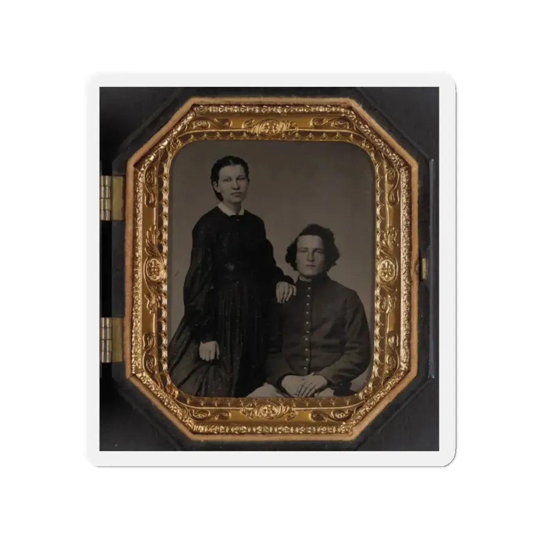 Unidentified Soldier In Union Uniform And Unidentified Woman(3) (U.S. Civil War) Refrigerator Magnet 2 Inch Die-Cut - The Sticker Space