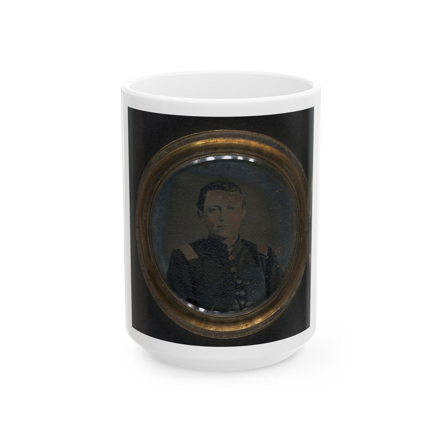 Unidentified Soldier In Union Uniform And Unidentified Woman In Dress In Locket (U.S. Civil War) White Coffee Mug-15oz-The Sticker Space