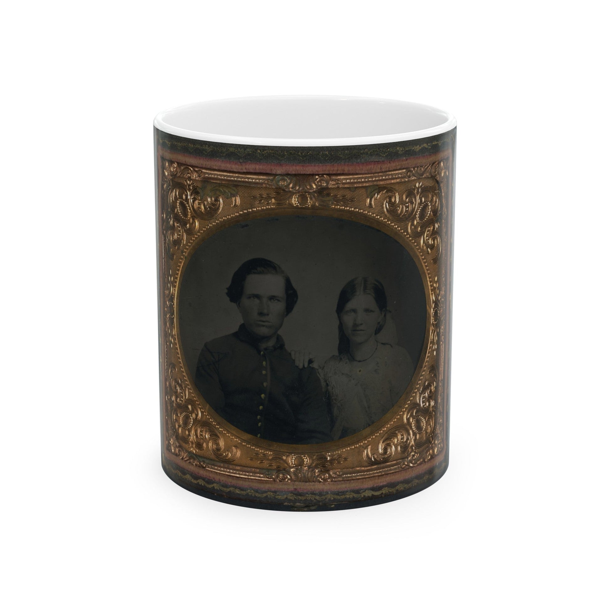 Unidentified Soldier In Union Uniform And Unidentified Woman (U.S. Civil War) White Coffee Mug-11oz-The Sticker Space