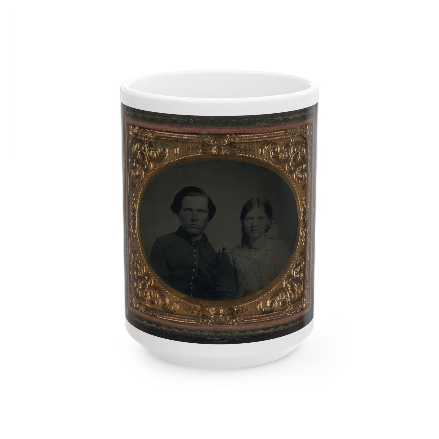 Unidentified Soldier In Union Uniform And Unidentified Woman (U.S. Civil War) White Coffee Mug-15oz-The Sticker Space