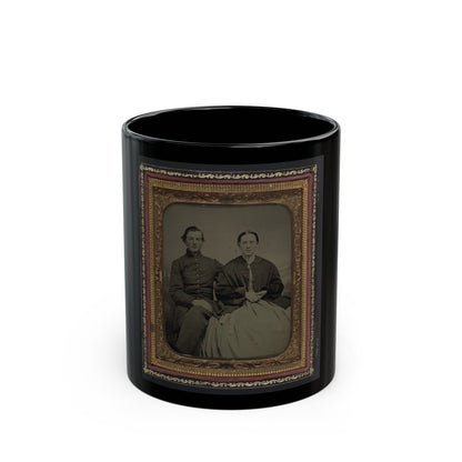 Unidentified Soldier In Union Uniform And Unidentified Woman(2) (U.S. Civil War) Black Coffee Mug-11oz-The Sticker Space