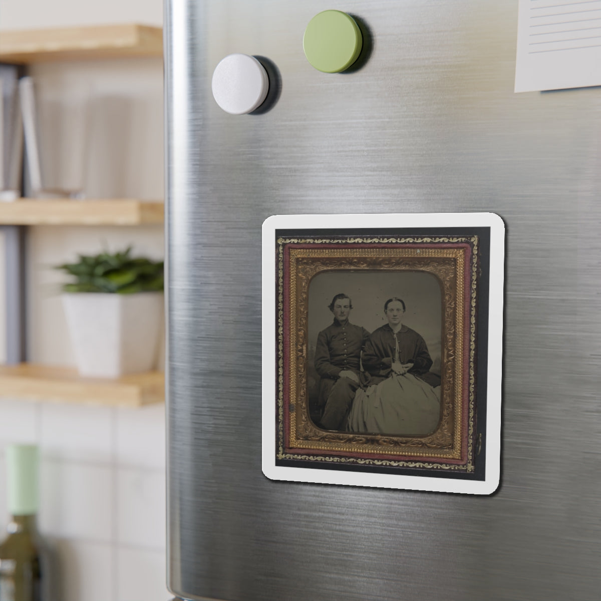 Unidentified Soldier In Union Uniform And Unidentified Woman(2) (U.S. Civil War) Refrigerator Magnet-The Sticker Space