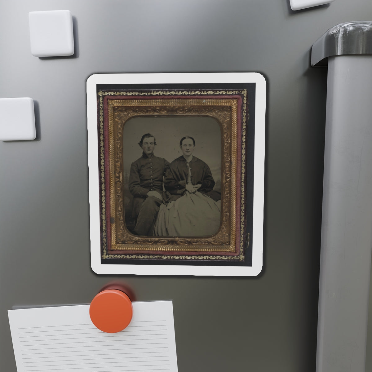 Unidentified Soldier In Union Uniform And Unidentified Woman(2) (U.S. Civil War) Refrigerator Magnet-The Sticker Space