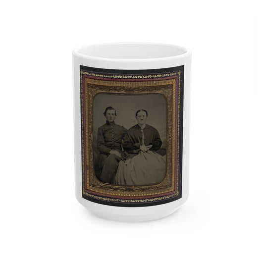 Unidentified Soldier In Union Uniform And Unidentified Woman(2) (U.S. Civil War) White Coffee Mug-15oz-The Sticker Space