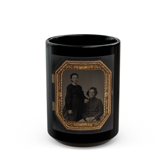 Unidentified Soldier In Union Uniform And Unidentified Woman(3) (U.S. Civil War) Black Coffee Mug-15oz-The Sticker Space