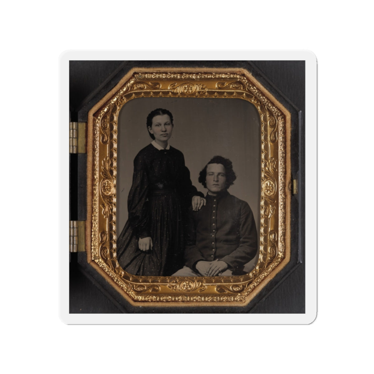 Unidentified Soldier In Union Uniform And Unidentified Woman(3) (U.S. Civil War) Refrigerator Magnet-2" x 2"-The Sticker Space