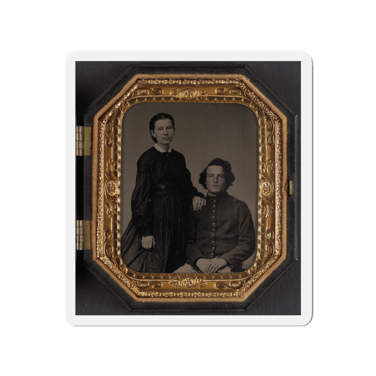 Unidentified Soldier In Union Uniform And Unidentified Woman(3) (U.S. Civil War) Refrigerator Magnet-3" x 3"-The Sticker Space