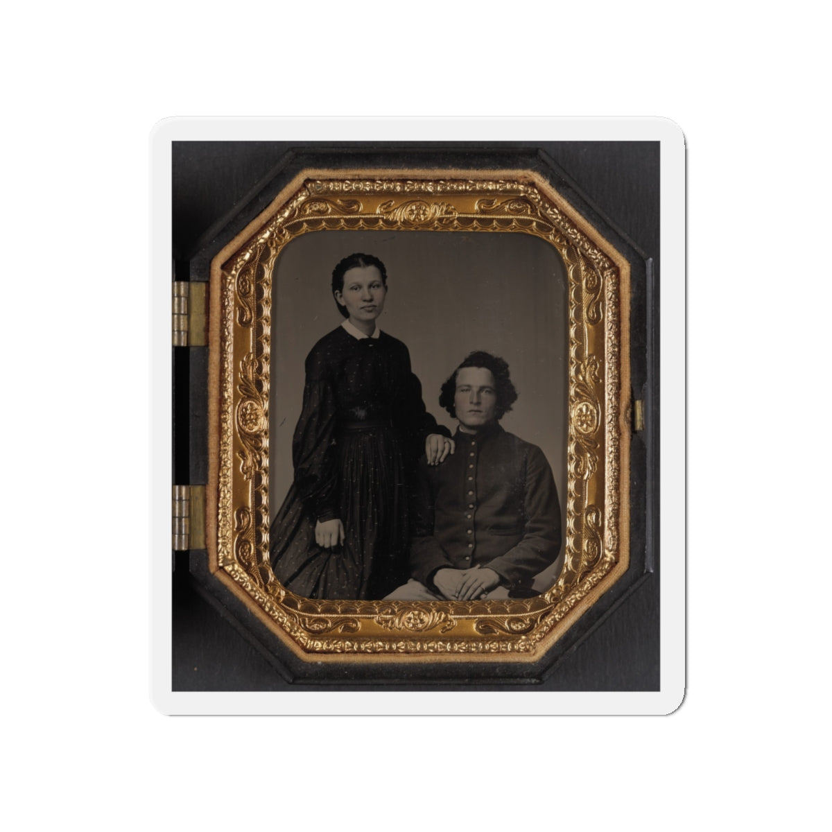 Unidentified Soldier In Union Uniform And Unidentified Woman(3) (U.S. Civil War) Refrigerator Magnet-4" x 4"-The Sticker Space