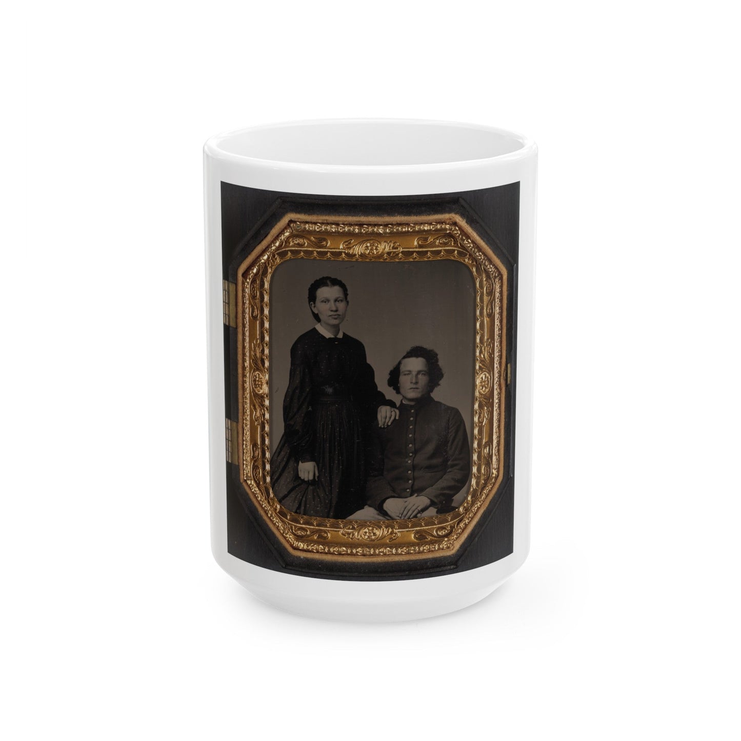 Unidentified Soldier In Union Uniform And Unidentified Woman(3) (U.S. Civil War) White Coffee Mug-15oz-The Sticker Space