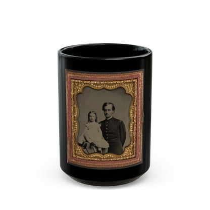 Unidentified Soldier In Union Uniform And Unidentified Young Girl, Probably His Daughter (U.S. Civil War) Black Coffee Mug-15oz-The Sticker Space