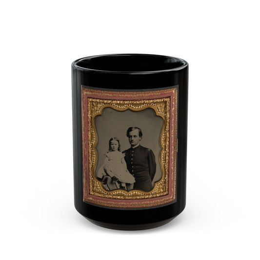 Unidentified Soldier In Union Uniform And Unidentified Young Girl, Probably His Daughter (U.S. Civil War) Black Coffee Mug-15oz-The Sticker Space