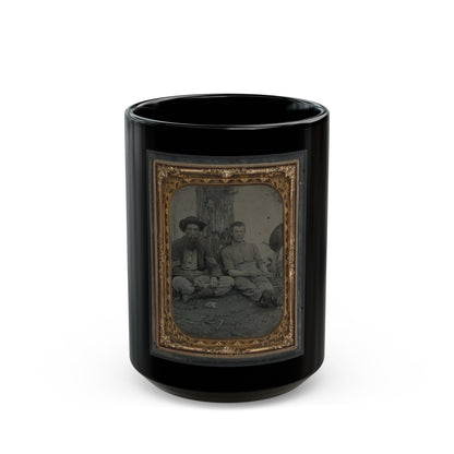 Unidentified Soldier In Union Uniform And Unidentified Young Man Sitting On The Ground And Whittling (U.S. Civil War) Black Coffee Mug-15oz-The Sticker Space