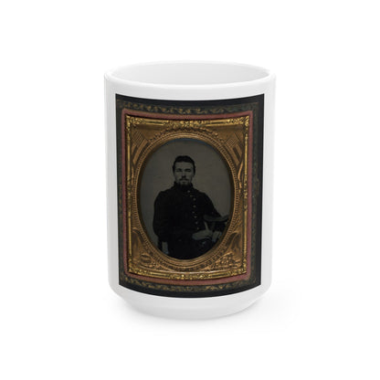 Unidentified Soldier In Union Uniform Holding Crutch And Cap (U.S. Civil War) White Coffee Mug-15oz-The Sticker Space