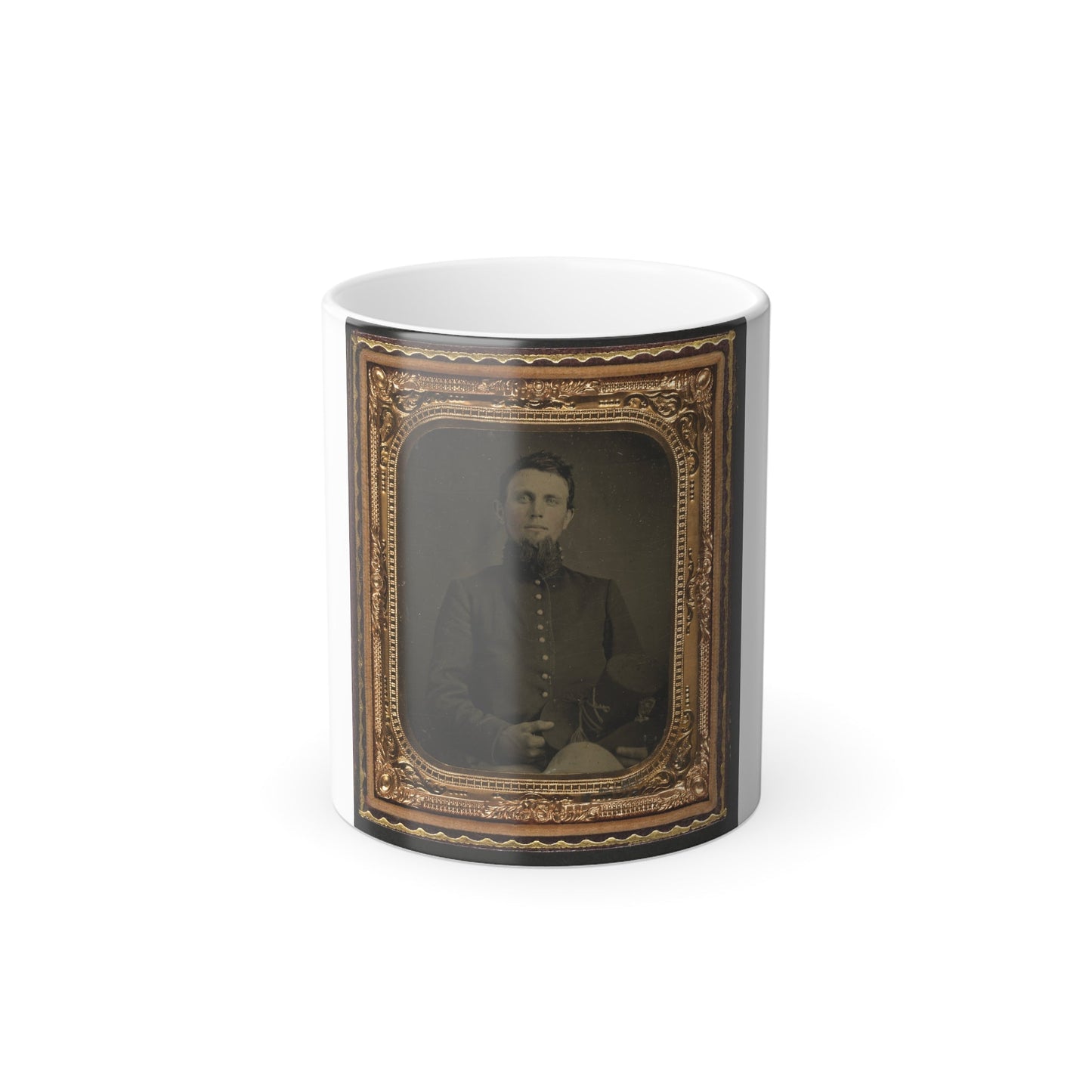 Unidentified Soldier in Union Uniform Holding Hardee Hat (U.S. Civil War) Color Morphing Mug 11oz-11oz-The Sticker Space