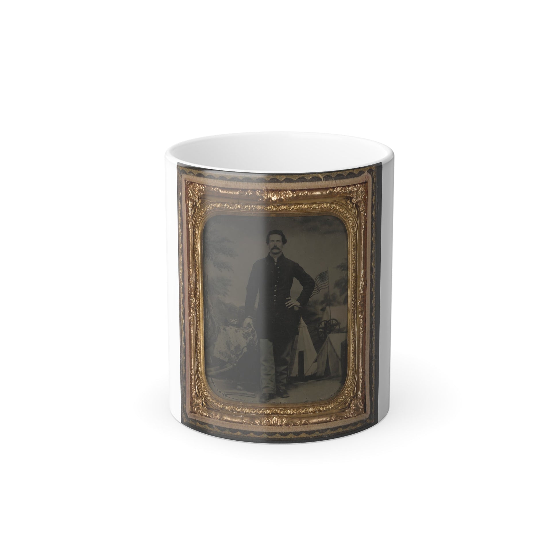 Unidentified Soldier in Union Uniform in Front of Painted Backdrop (U.S. Civil War) Color Morphing Mug 11oz-11oz-The Sticker Space