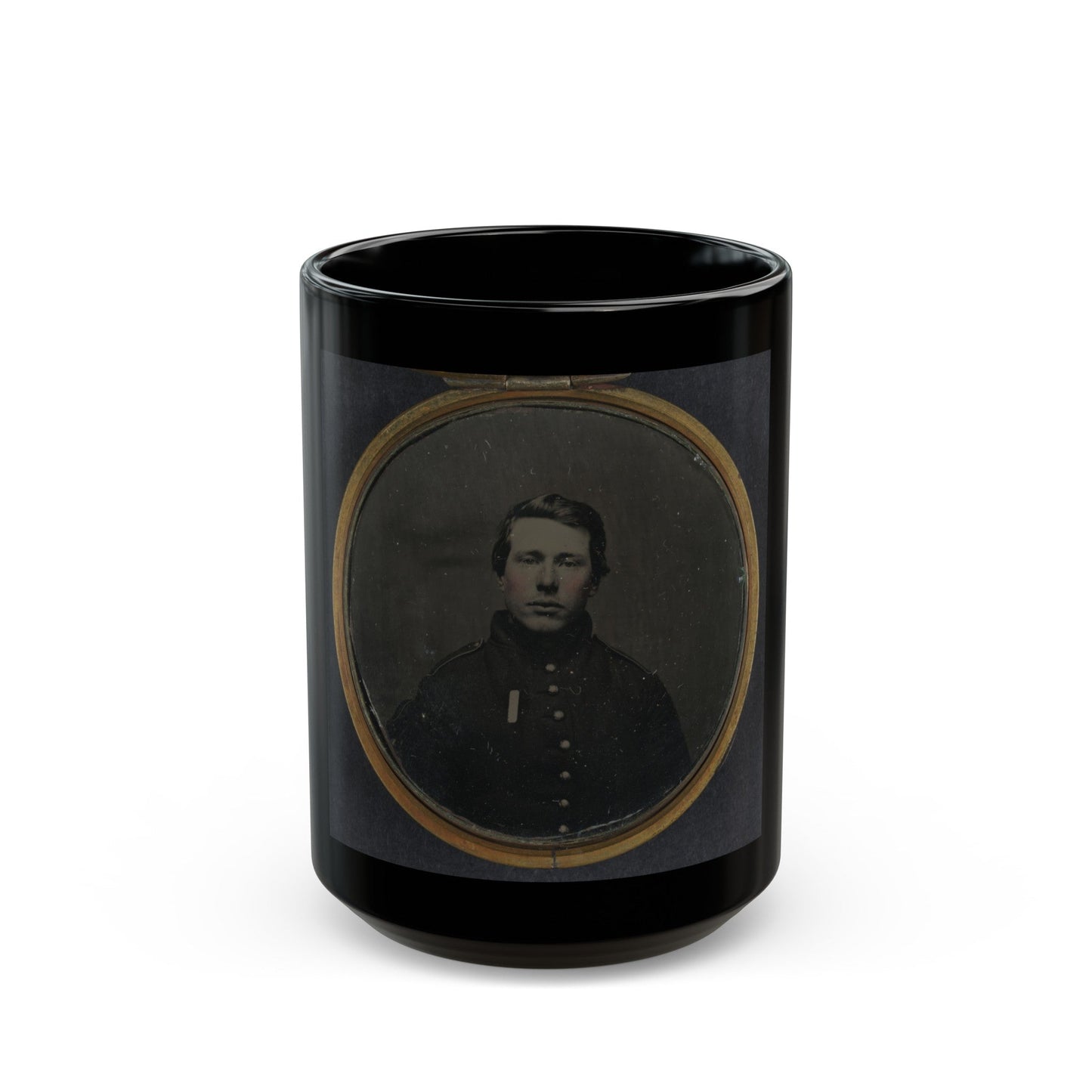 Unidentified Soldier In Union Uniform In Locket (U.S. Civil War) Black Coffee Mug-15oz-The Sticker Space