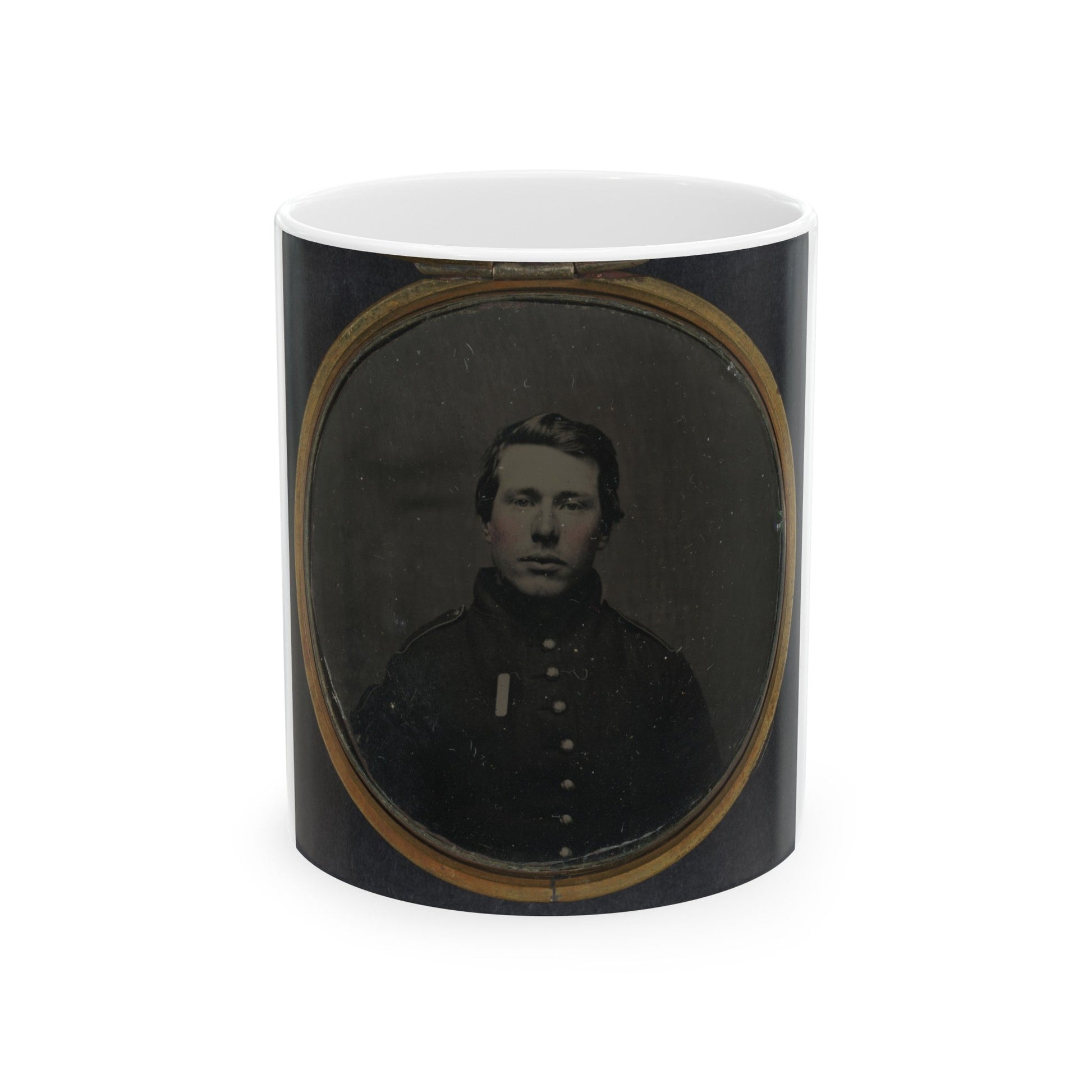 Unidentified Soldier In Union Uniform In Locket (U.S. Civil War) White Coffee Mug-11oz-The Sticker Space