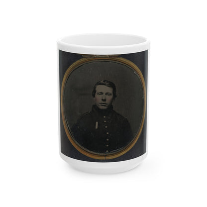 Unidentified Soldier In Union Uniform In Locket (U.S. Civil War) White Coffee Mug-15oz-The Sticker Space