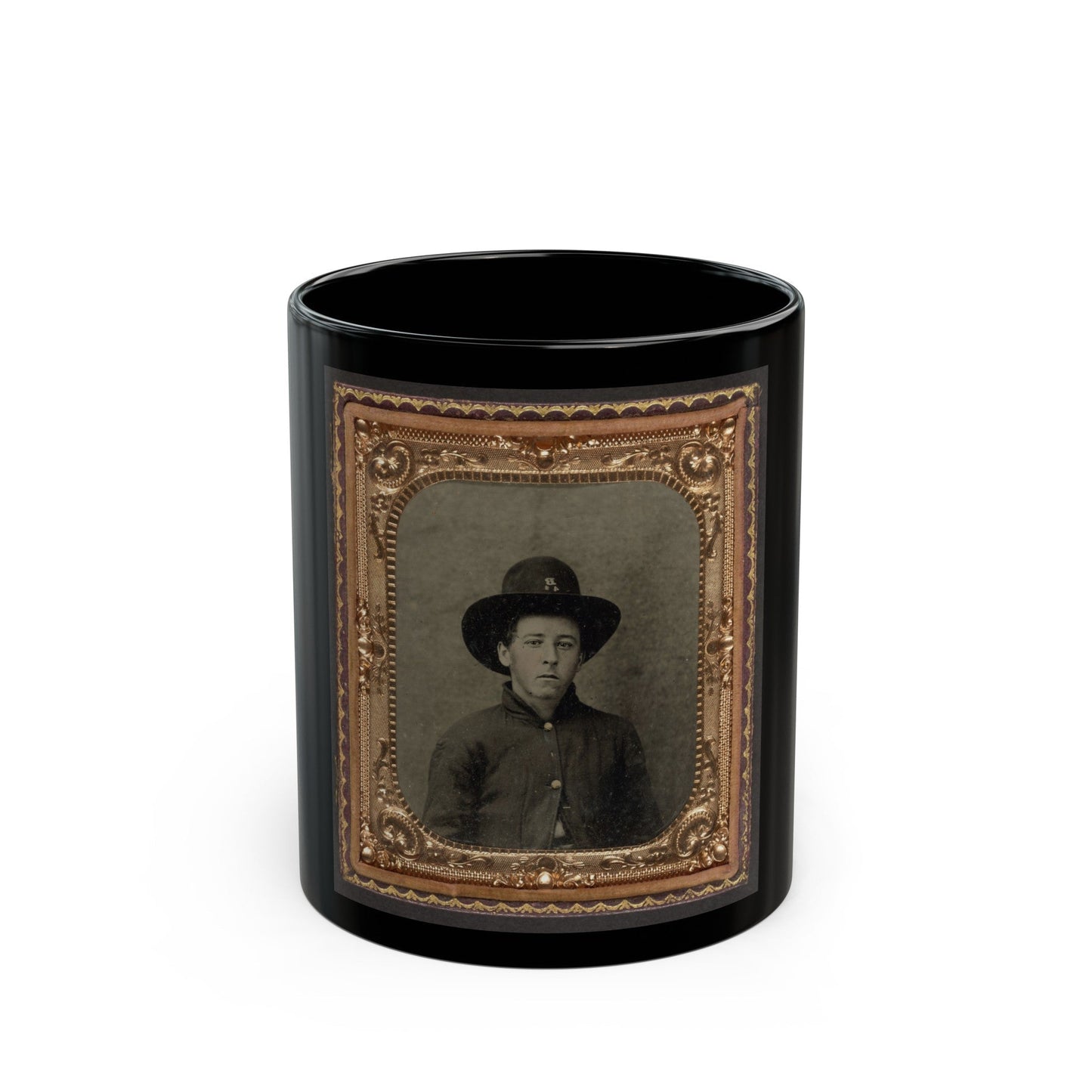 Unidentified Soldier In Union Uniform In Slouch Cap (U.S. Civil War) Black Coffee Mug-11oz-The Sticker Space