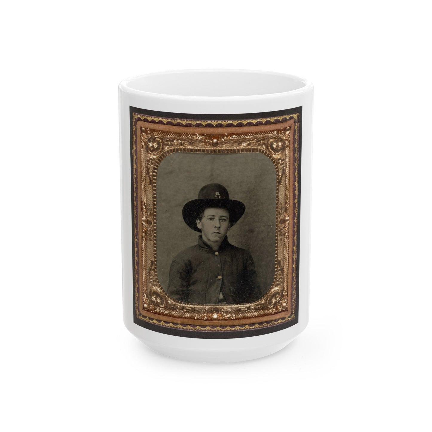 Unidentified Soldier In Union Uniform In Slouch Cap (U.S. Civil War) White Coffee Mug-15oz-The Sticker Space