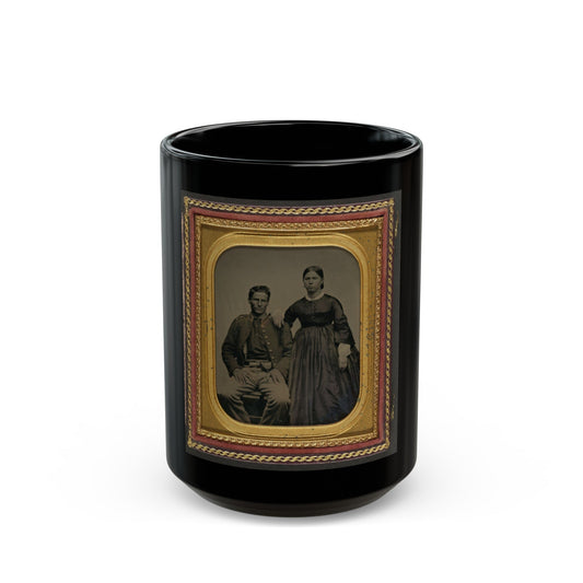 Unidentified Soldier In Union Uniform Next To Unidentified Woman (U.S. Civil War) Black Coffee Mug-15oz-The Sticker Space