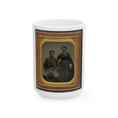 Unidentified Soldier In Union Uniform Next To Unidentified Woman (U.S. Civil War) White Coffee Mug-15oz-The Sticker Space