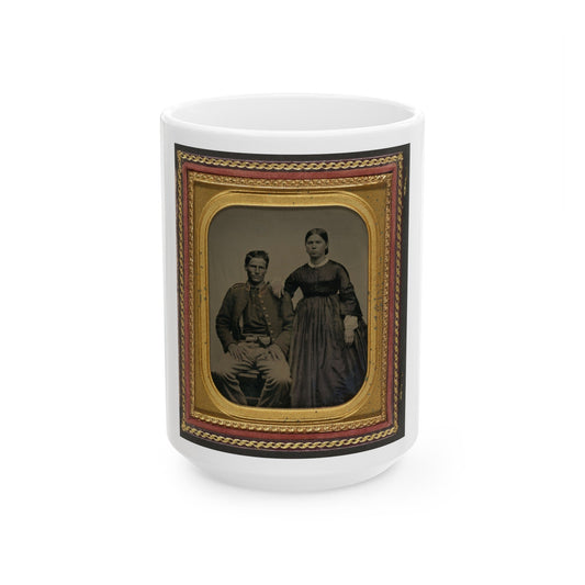 Unidentified Soldier In Union Uniform Next To Unidentified Woman (U.S. Civil War) White Coffee Mug-15oz-The Sticker Space