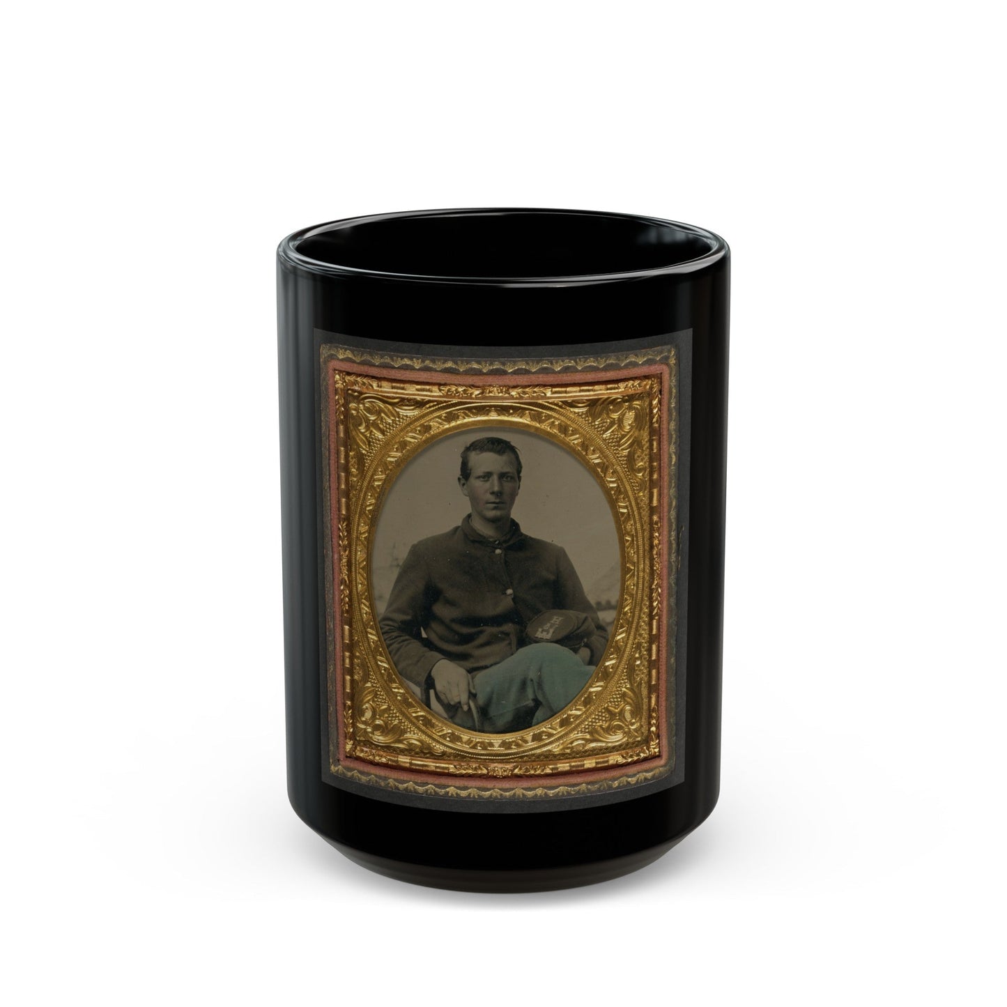 Unidentified Soldier In Union Uniform With 15th New York Engineer Regiment Forage Cap (U.S. Civil War) Black Coffee Mug-15oz-The Sticker Space