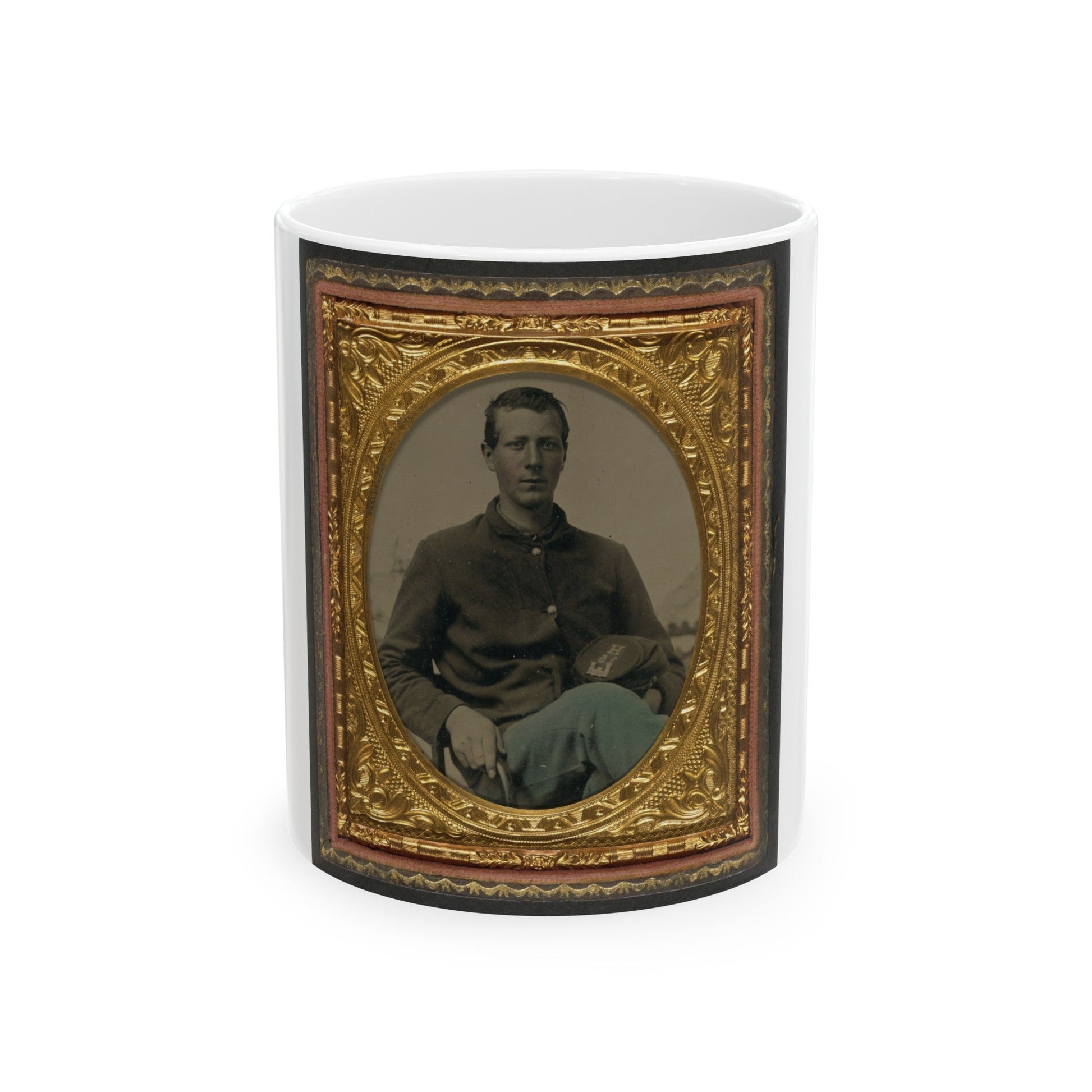 Unidentified Soldier In Union Uniform With 15th New York Engineer Regiment Forage Cap (U.S. Civil War) White Coffee Mug-11oz-The Sticker Space