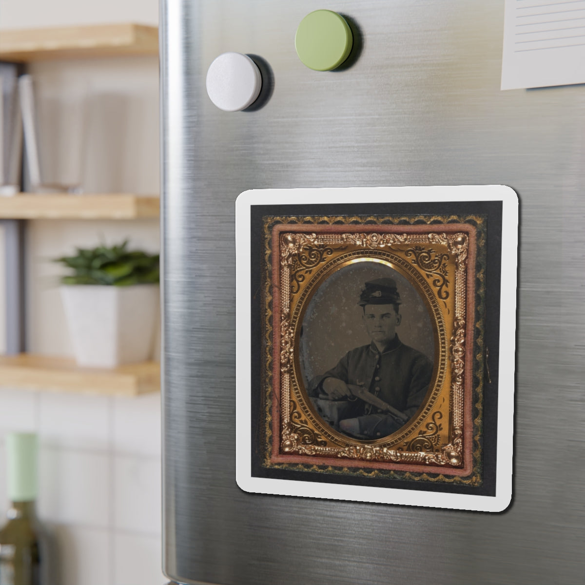 Unidentified Soldier In Union Uniform With 1842 Aston Johnson Pistol (U.S. Civil War) Refrigerator Magnet-The Sticker Space