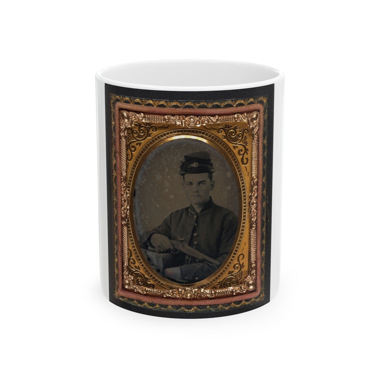 Unidentified Soldier In Union Uniform With 1842 Aston Johnson Pistol (U.S. Civil War) White Coffee Mug-11oz-The Sticker Space