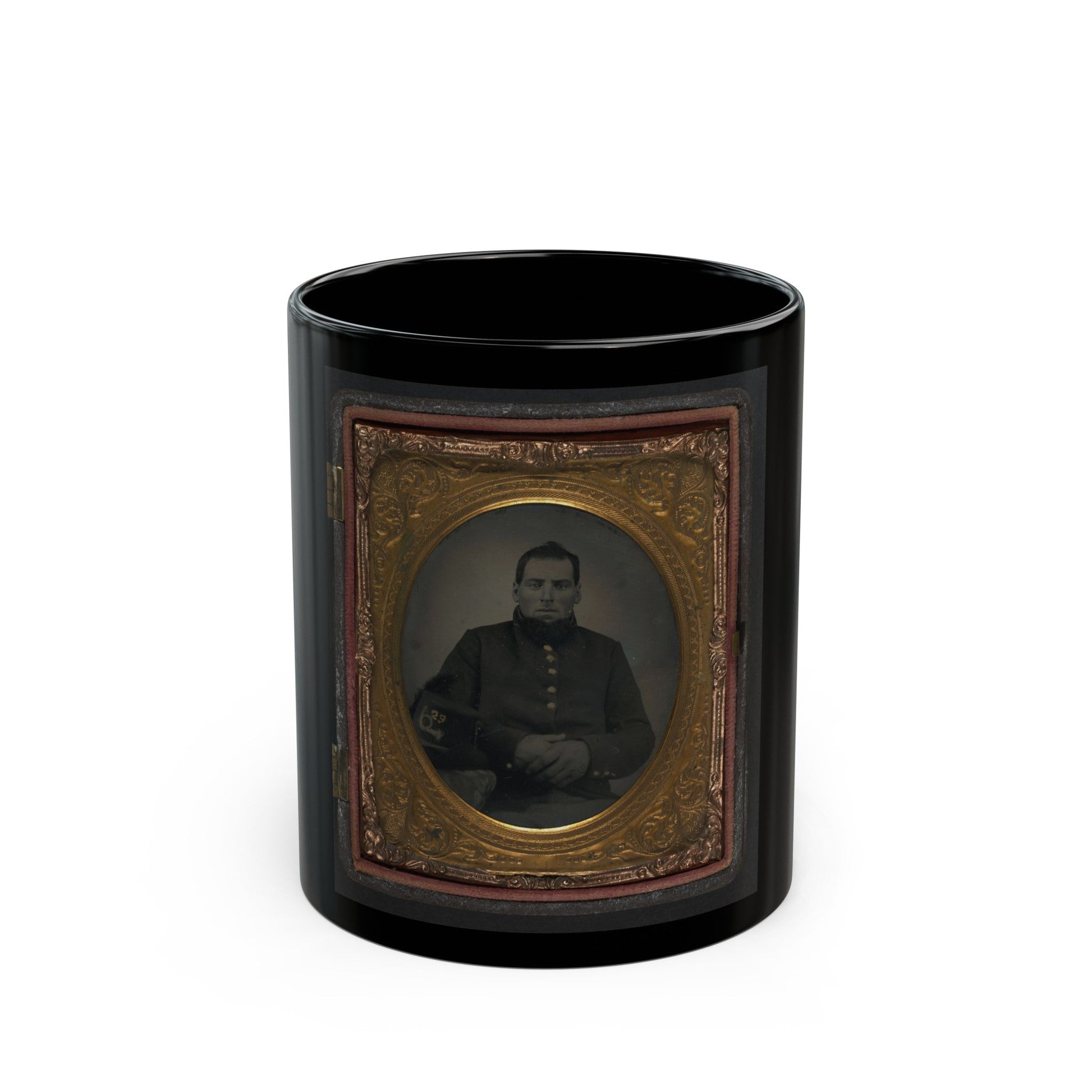 Unidentified Soldier In Union Uniform With 29th Infantry Regiment Hardee Hat With Plume (U.S. Civil War) Black Coffee Mug-11oz-The Sticker Space