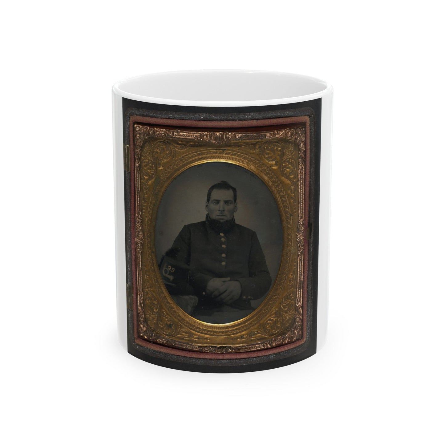 Unidentified Soldier In Union Uniform With 29th Infantry Regiment Hardee Hat With Plume (U.S. Civil War) White Coffee Mug-11oz-The Sticker Space