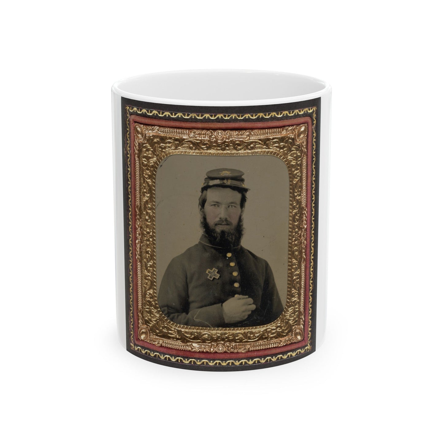 Unidentified Soldier In Union Uniform With 6th Corps Badge (U.S. Civil War) White Coffee Mug-11oz-The Sticker Space