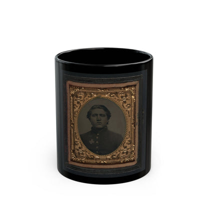 Unidentified Soldier In Union Uniform With 6th Corps Of The Army Of The Potomac Badge (U.S. Civil War) Black Coffee Mug-11oz-The Sticker Space