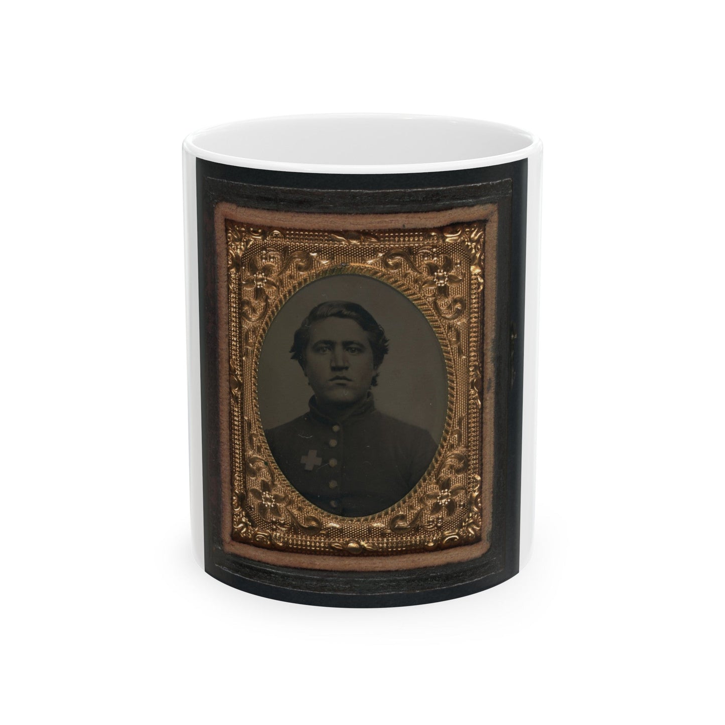 Unidentified Soldier In Union Uniform With 6th Corps Of The Army Of The Potomac Badge (U.S. Civil War) White Coffee Mug-11oz-The Sticker Space