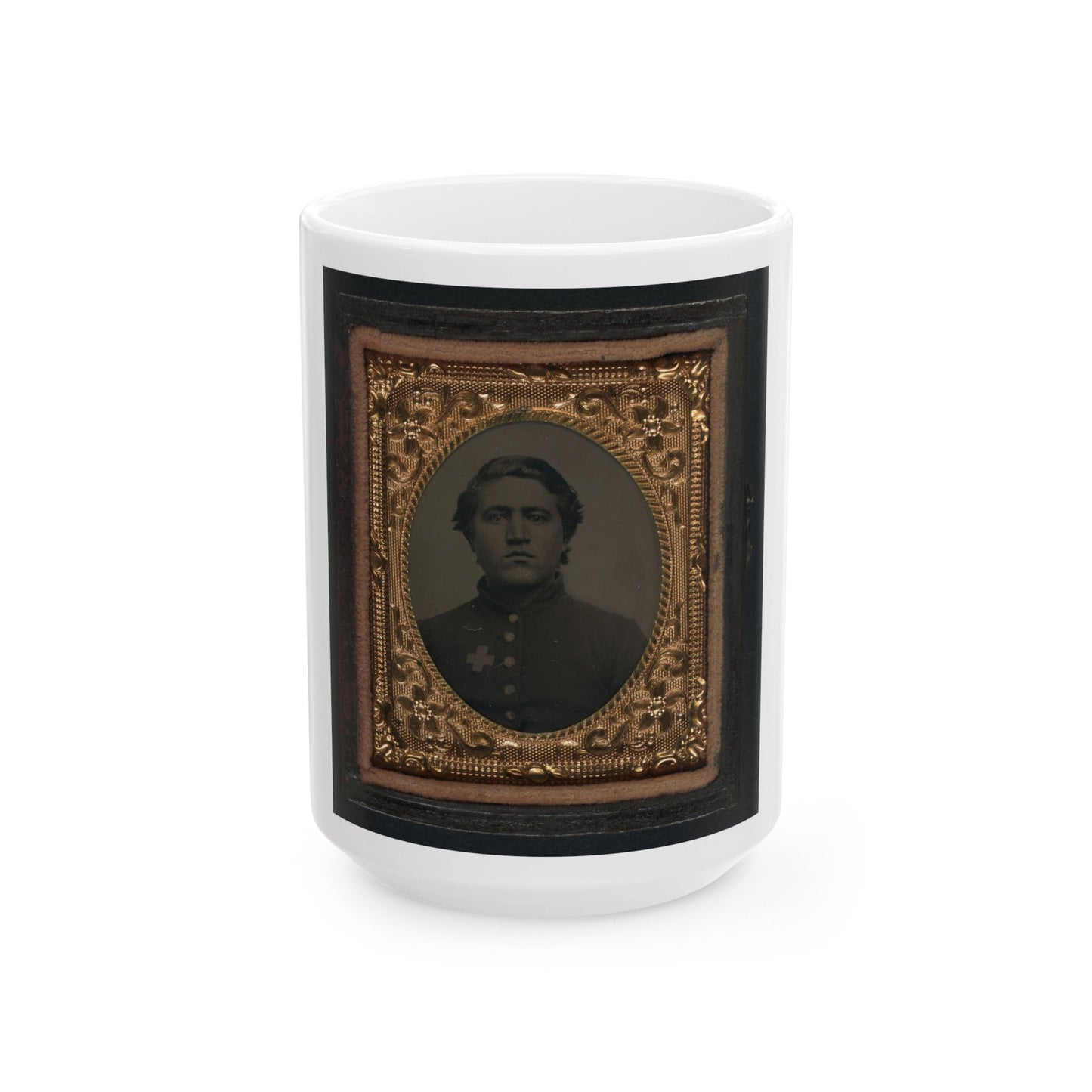 Unidentified Soldier In Union Uniform With 6th Corps Of The Army Of The Potomac Badge (U.S. Civil War) White Coffee Mug-15oz-The Sticker Space