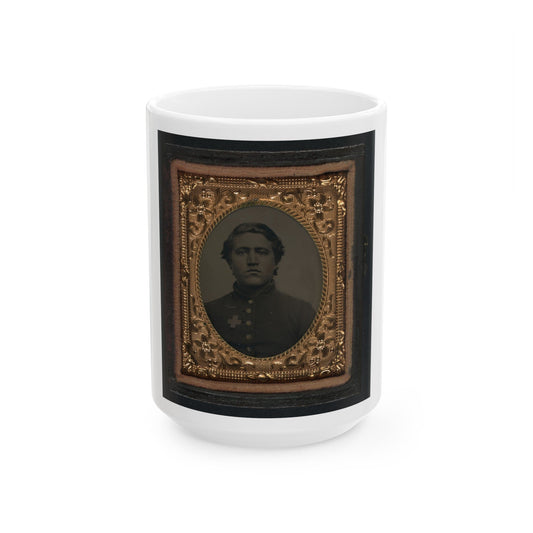 Unidentified Soldier In Union Uniform With 6th Corps Of The Army Of The Potomac Badge (U.S. Civil War) White Coffee Mug-15oz-The Sticker Space