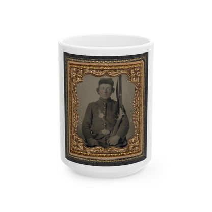 Unidentified Soldier In Union Uniform With A Musket And Bayonet In Scabbard (U.S. Civil War) White Coffee Mug-15oz-The Sticker Space