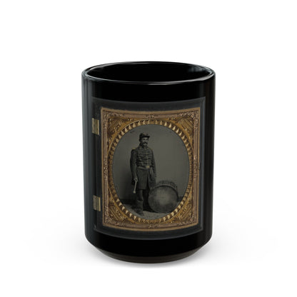 Unidentified Soldier In Union Uniform With Bass Drum (U.S. Civil War) Black Coffee Mug-15oz-The Sticker Space