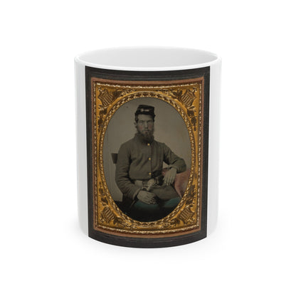 Unidentified Soldier In Union Uniform With Bayonet, Scabbard, And Cap Box (U.S. Civil War) White Coffee Mug-11oz-The Sticker Space