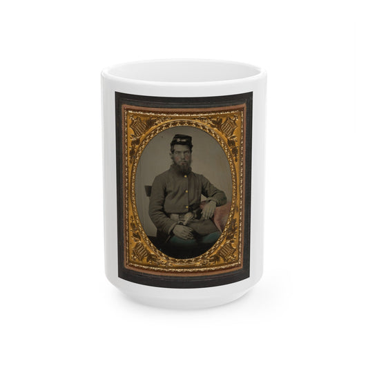 Unidentified Soldier In Union Uniform With Bayonet, Scabbard, And Cap Box (U.S. Civil War) White Coffee Mug-15oz-The Sticker Space