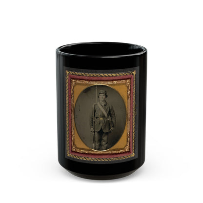 Unidentified Soldier In Union Uniform With Bayoneted Musket And Cartridge Box (U.S. Civil War) Black Coffee Mug-15oz-The Sticker Space