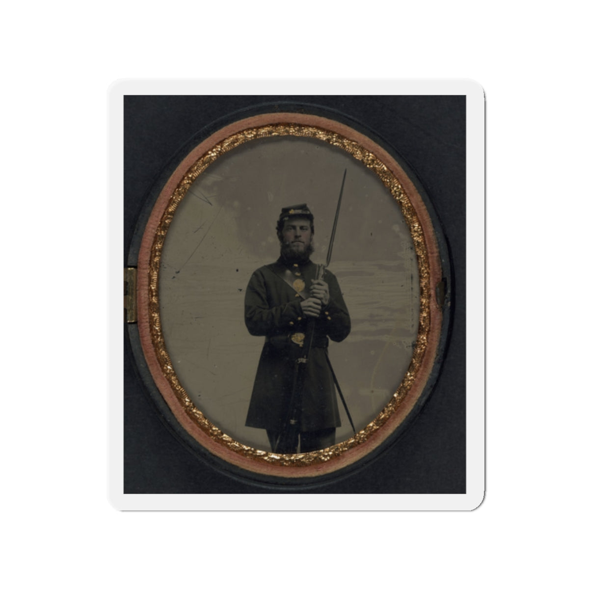 Unidentified Soldier In Union Uniform With Bayoneted Musket And Scabbard (U.S. Civil War) Refrigerator Magnet-2" x 2"-The Sticker Space