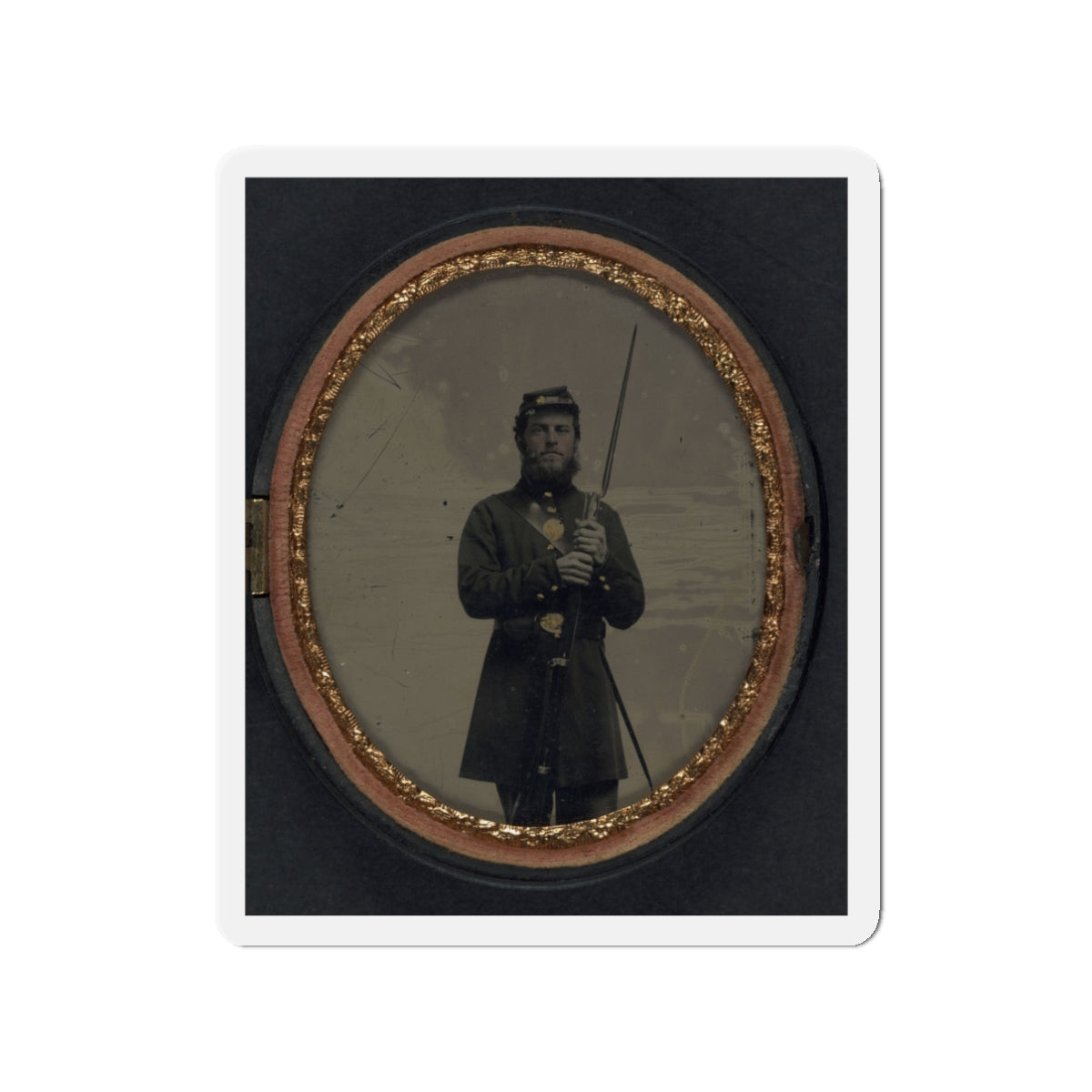 Unidentified Soldier In Union Uniform With Bayoneted Musket And Scabbard (U.S. Civil War) Refrigerator Magnet-3" x 3"-The Sticker Space