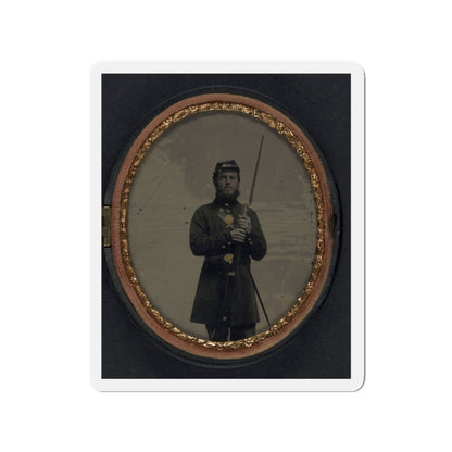 Unidentified Soldier In Union Uniform With Bayoneted Musket And Scabbard (U.S. Civil War) Refrigerator Magnet-3" x 3"-The Sticker Space