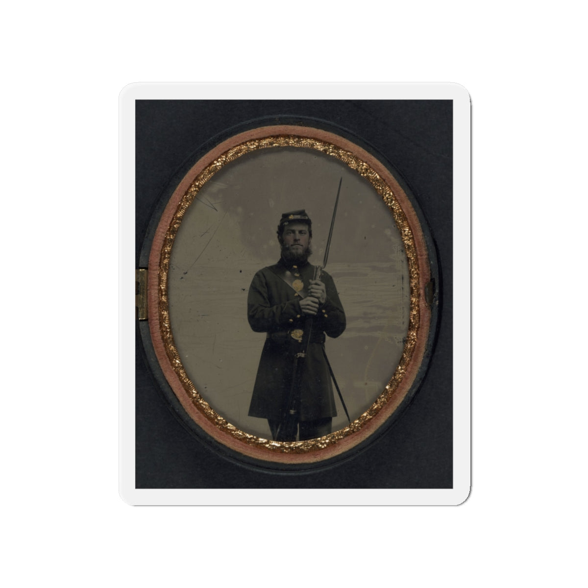 Unidentified Soldier In Union Uniform With Bayoneted Musket And Scabbard (U.S. Civil War) Refrigerator Magnet-4" x 4"-The Sticker Space