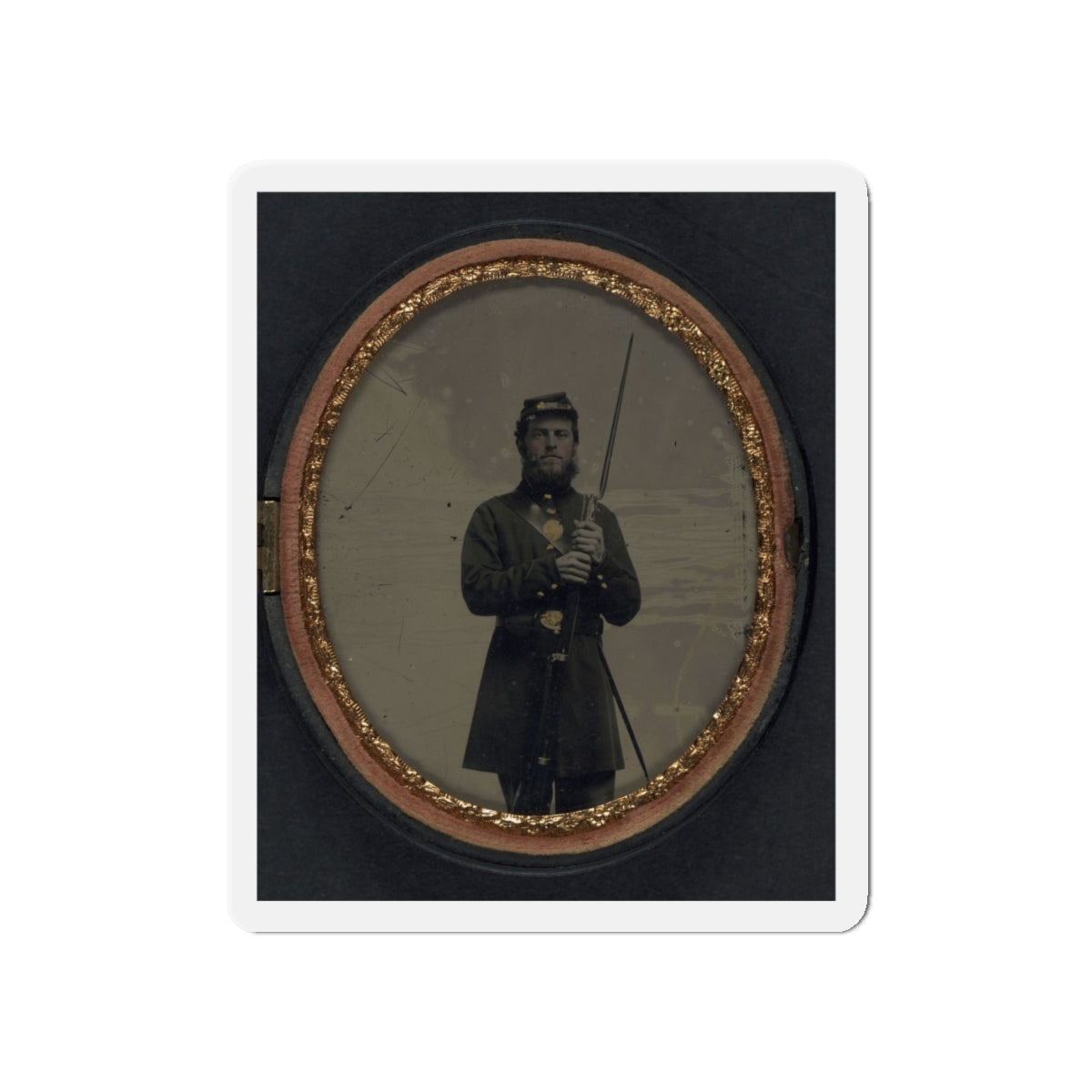 Unidentified Soldier In Union Uniform With Bayoneted Musket And Scabbard (U.S. Civil War) Refrigerator Magnet-5" x 5"-The Sticker Space